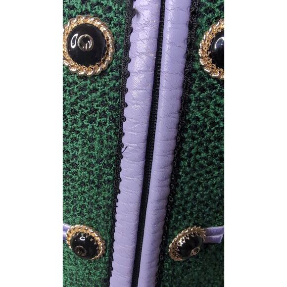 St John Santana Knit Blazer Green Gold Button Preppy Luxury Career Jacket - Picture 8 of 11